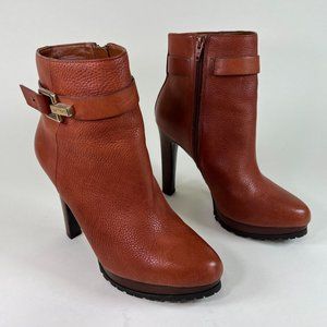 Gianni Bini Brown Leather Heeled Boot Sz 9